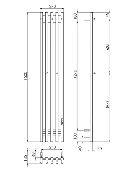 Полотенцесушитель электрический Gloss & Reiter URBAN Э2.К.24х150.PI5 Таймер.черный